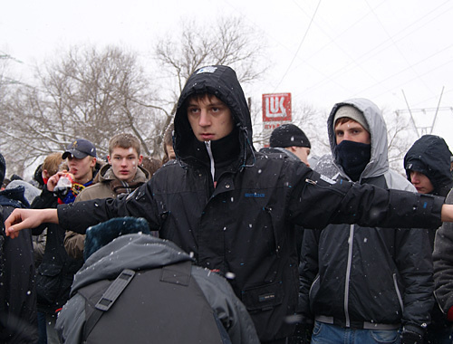 Search of participants of action in memory of Yegor Sviridov in Kronshtadt Boulevard in Moscow, January 15, 2011. Photo by the "Caucasian Knot" Search of participants of action in memory of Yegor Sviridov in Kronshtadt Boulevard in Moscow, January 15, 2011. Photo by the "Caucasian Knot"