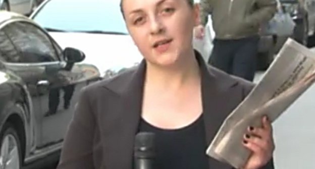 Natiya Poladashvili, own correspondent of the "PIK" TV-Channel in Moscow, May 23, 2011. Still from video footage of PIK-Channel (www.pik.tv) 