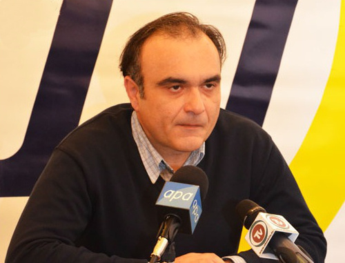 Georgian journalist Lazo Lazareishvili at a press conference in the office of the Institute for Reporters' Freedom and Safety (IRFS) in Baku. January 11, 2012. Courtesy of www.irfs.az Georgian journalist Lazo Lazareishvili at a press conference in the office of the Institute for Reporters' Freedom and Safety (IRFS) in Baku. January 11, 2012. Courtesy of www.irfs.az