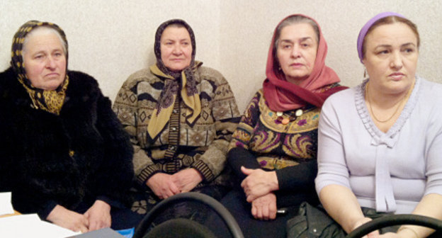 At presentation of the book by Alexander Cherkasov, "Fate Unknown" in Grozny; from right to left: Lilya Yusupova, Lipkan Bazaeva, Aidani Idalova. February 15, 2012. The photo was provided by the participants of the meeting At presentation of the book by Alexander Cherkasov, "Fate Unknown" in Grozny; from right to left: Lilya Yusupova, Lipkan Bazaeva, Aidani Idalova. February 15, 2012. The photo was provided by the participants of the meeting