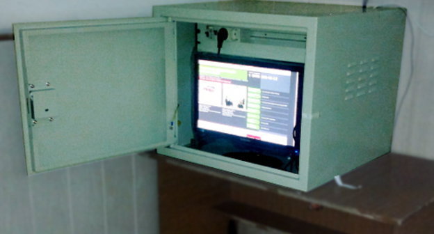 Polling Station No. 307 in the city of Chegem, Kabardino-Balkaria, March 4, 2012; the monitor for displaying the voting data from the software/hardware complex is stored in a fireproof safe. Photo by Grigory Shvedov for the "Caucasian Knot" Polling Station No. 307 in the city of Chegem, Kabardino-Balkaria, March 4, 2012; the monitor for displaying the voting data from the software/hardware complex is stored in a fireproof safe. Photo by Grigory Shvedov for the "Caucasian Knot"