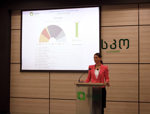 The CEC presented preliminary results of the by-elections of the Parliament of Georgia on April 28, 2013. Photo from http://www.cec.gov.ge The CEC presented preliminary results of the by-elections of the Parliament of Georgia on April 28, 2013. Photo from http://www.cec.gov.ge
