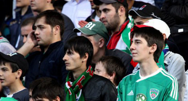 Fans of the "Terek" Football Club (FC); Chechnya, Grozny, April 29, 2013. Courtesy of the press service of the "Terek" FC Fans of the "Terek" Football Club (FC); Chechnya, Grozny, April 29, 2013. Courtesy of the press service of the "Terek" FC