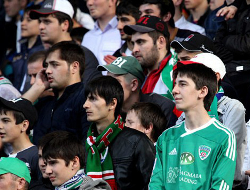 Fans of the "Terek" Football Club (FC); Chechnya, Grozny, April 29, 2013. Courtesy of the press service of the "Terek" FC Fans of the "Terek" Football Club (FC); Chechnya, Grozny, April 29, 2013. Courtesy of the press service of the "Terek" FC