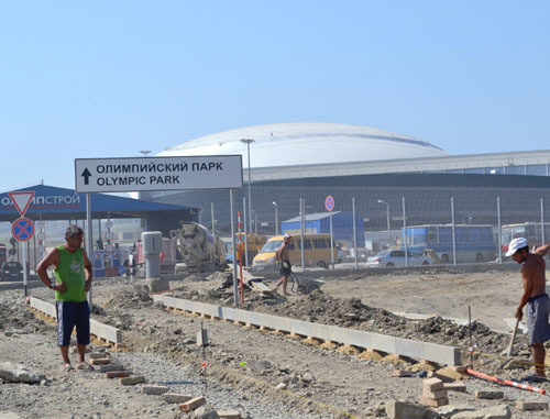 Entrance to the Olympic park in Sochi. Summer of 2013. Photo by Svetlana Kravchenko for the ‘Caucasian Knot’. Entrance to the Olympic park in Sochi. Summer of 2013. Photo by Svetlana Kravchenko for the ‘Caucasian Knot’.