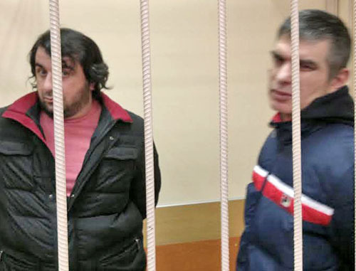Defendants Mairbek Umaev and Zelimkhan Karimov at the court. Moscow, December 9, 2013. Photo by Yulia Buslavskaya for the ‘Caucasian Knot’. Defendants Mairbek Umaev and Zelimkhan Karimov at the court. Moscow, December 9, 2013. Photo by Yulia Buslavskaya for the ‘Caucasian Knot’.