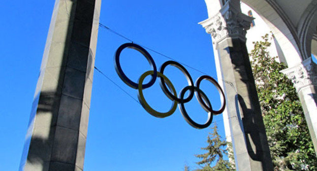 Olympic rings at railway station in Sochi. December 2013. Photo by Tatiana Ukolova for the ‘Caucasian Knot’. Olympic rings at railway station in Sochi. December 2013. Photo by Tatiana Ukolova for the ‘Caucasian Knot’.