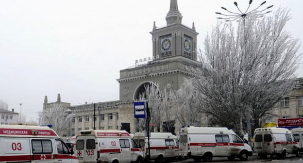Volgograd, December 30, 2013. Ambulance cars near railway station. Photo by the press service of the Volgograd regional government, http://www.volganet.ru/ Volgograd, December 30, 2013. Ambulance cars near railway station. Photo by the press service of the Volgograd regional government, http://www.volganet.ru/
