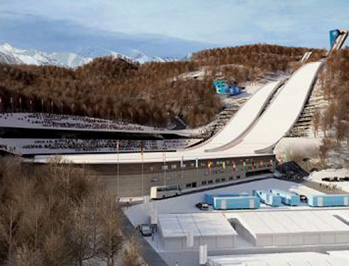 Ski jumping complex "Russian Hills" in Sochi. Photo http://www.gornaya-karusel.ru/ Ski jumping complex "Russian Hills" in Sochi. Photo http://www.gornaya-karusel.ru/