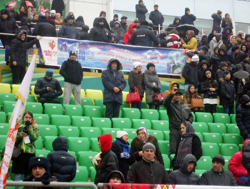 Spectators in the stalls of of the "Anji Arena" during the ceremony of honouring the Olympic Flame. Dagestan, January 27, 2014. Photo http://www.anji-arena.ru/olimpijskij-ogon-na-anzhi-arene/ Spectators in the stalls of of the "Anji Arena" during the ceremony of honouring the Olympic Flame. Dagestan, January 27, 2014. Photo http://www.anji-arena.ru/olimpijskij-ogon-na-anzhi-arene/
