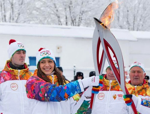 Olympic Torch Relay in Nalchik. Kabardino-Balkaria, January 30, 2014. Photo http://torchrelay.sochi2014.com/ Olympic Torch Relay in Nalchik. Kabardino-Balkaria, January 30, 2014. Photo http://torchrelay.sochi2014.com/