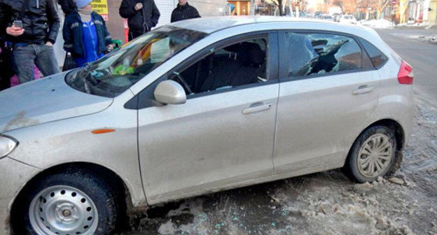 Smashed car of Igor Kharchenko, Krasnodar, February 4, 2014. Photo by EcoWatch Smashed car of Igor Kharchenko, Krasnodar, February 4, 2014. Photo by EcoWatch