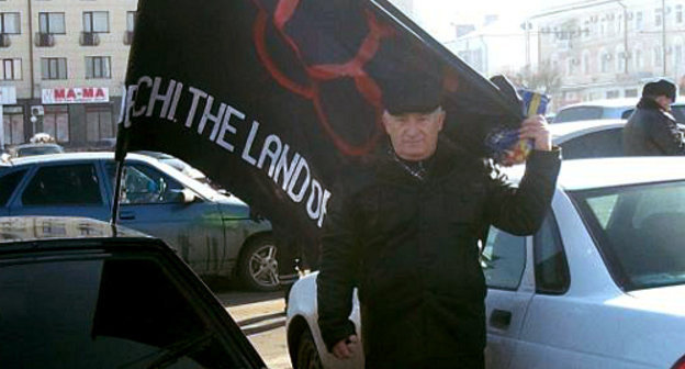 Abubekir Murzakan, the leader of the movement "Adyge Khekuzh-Circassia", at the action against the Sochi Olympics. Nalchik, February 7, 2014. Photo from the page of the Circassian group "Adyge Kheku" at Facebook Abubekir Murzakan, the leader of the movement "Adyge Khekuzh-Circassia", at the action against the Sochi Olympics. Nalchik, February 7, 2014. Photo from the page of the Circassian group "Adyge Kheku" at Facebook