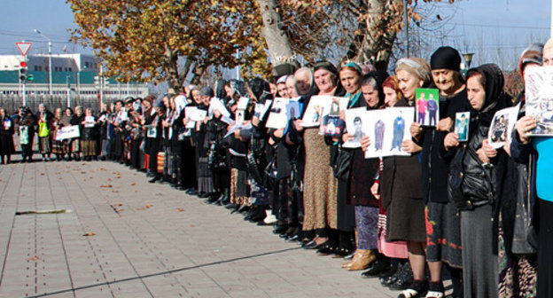 Rally by relatives of people missing in Chechnya. Chechnya, Grozny, November 2010. Photo by Isa Khusainov, ‘DOSH’ magazine, N4(30) 2010. Rally by relatives of people missing in Chechnya. Chechnya, Grozny, November 2010. Photo by Isa Khusainov, ‘DOSH’ magazine, N4(30) 2010.