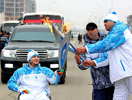 Ingush capital Magas welcomes the Paralympic Torch Relay, March 4, 2014. Photo: http://www.ingushetia.ru/ Ingush capital Magas welcomes the Paralympic Torch Relay, March 4, 2014. Photo: http://www.ingushetia.ru/