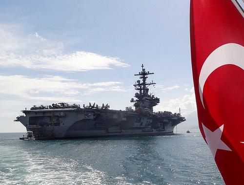 US Navy aircraft carrier "George Bush" in Antalya port of Turkey, March 9, 2014. Photo: U.S. Navy photo by Mass Communication Specialist 1st Class Eric S. Garst/Released, http://www.navy.mil/view_image.asp?id=172898 US Navy aircraft carrier "George Bush" in Antalya port of Turkey, March 9, 2014. Photo: U.S. Navy photo by Mass Communication Specialist 1st Class Eric S. Garst/Released, http://www.navy.mil/view_image.asp?id=172898