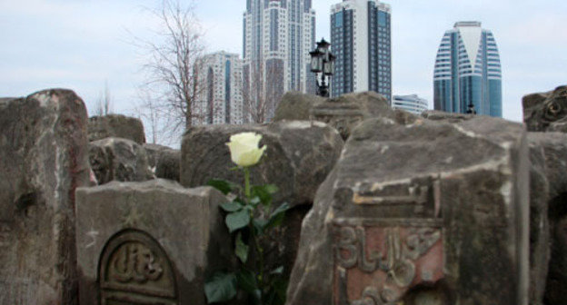 Tombstones monuments which constituted part of the Memorial to victims of deportation located in Akhmad Kadyrov Avenue. Grozny, February 2014. Photo by an eyewitness. Tombstones monuments which constituted part of the Memorial to victims of deportation located in Akhmad Kadyrov Avenue. Grozny, February 2014. Photo by an eyewitness.