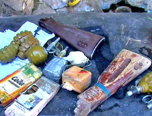 Weapons and ammunition found during special operation in the Gumbet District of Dagestan. March 17, 2014. Photo http://nac.gov.ru/ Weapons and ammunition found during special operation in the Gumbet District of Dagestan. March 17, 2014. Photo http://nac.gov.ru/