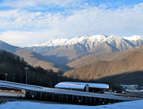 Bobsleigh and sleigh road. The ski resort "Roza Khutor". Krasnodar Region, March 2014. Photo by Tatyana Ukolova for the "Caucasian Knot" Bobsleigh and sleigh road. The ski resort "Roza Khutor". Krasnodar Region, March 2014. Photo by Tatyana Ukolova for the "Caucasian Knot"