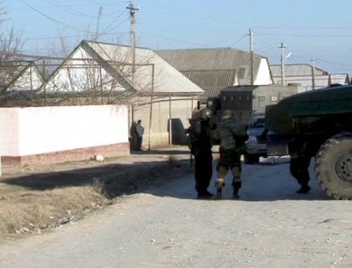 Special operation in the village of Karlanyurt, January 15, 2014. Photo by the press service of the Dagestan Republic's Ministry of Internal Affairs (MIA), http://05.mvd.ru/news/item/1804356 Special operation in the village of Karlanyurt, January 15, 2014. Photo by the press service of the Dagestan Republic's Ministry of Internal Affairs (MIA), http://05.mvd.ru/news/item/1804356