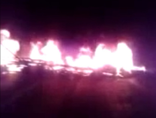 Blocking of road in the village of Mayskoe of the Prigorodny District in North Ossetia. Screenshot of a video posted by an eyewitness in "Caucasian Knot" channel at YouTube, http://www.youtube.com/user/CivilVideoCKno Blocking of road in the village of Mayskoe of the Prigorodny District in North Ossetia. Screenshot of a video posted by an eyewitness in "Caucasian Knot" channel at YouTube, http://www.youtube.com/user/CivilVideoCKno