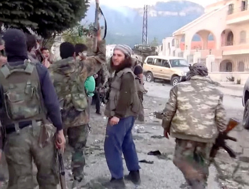 Militants in Latakia, Syria, March 25, 2014. Screenshot from Youtube video, http://www.youtube.com/watch?v=ER5H2Thyf5g Militants in Latakia, Syria, March 25, 2014. Screenshot from Youtube video, http://www.youtube.com/watch?v=ER5H2Thyf5g