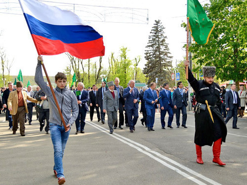 The festivities on the Day of the State Flag of the Republic Adygea. Maikop, April 25, 2014. Photo: the official site of the executive government of the Republic Adygea, http://www.adygheya.ru/ The festivities on the Day of the State Flag of the Republic Adygea. Maikop, April 25, 2014. Photo: the official site of the executive government of the Republic Adygea, http://www.adygheya.ru/