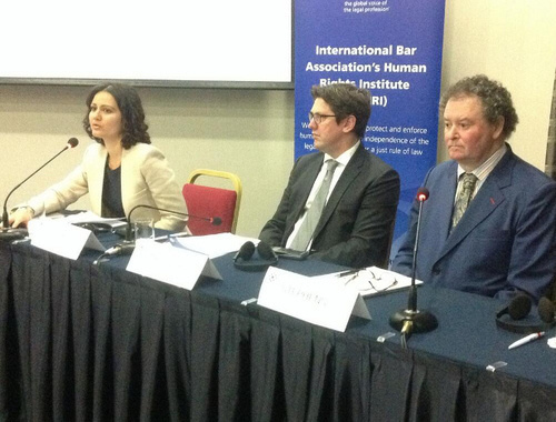 Presentation of the report "Azerbaijan: freedom of expression on trial" prepared by the IBAHRI mission. Baku, May 2, 2014. Photo by IBAHRI, https://twitter.com/IBAHRI/status/462138359142293504/photo/1 Presentation of the report "Azerbaijan: freedom of expression on trial" prepared by the IBAHRI mission. Baku, May 2, 2014. Photo by IBAHRI, https://twitter.com/IBAHRI/status/462138359142293504/photo/1