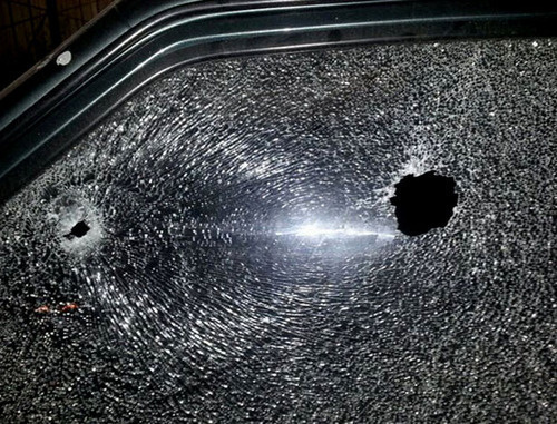 Traces of bullets in a car window. Photo: http://nac.gov.ru/ Traces of bullets in a car window. Photo: http://nac.gov.ru/