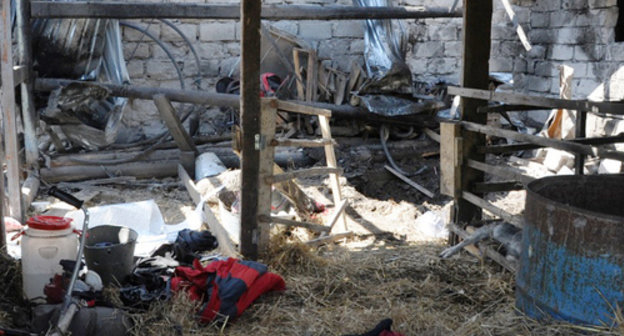 Cowshed destroyed as a result of special operation in Baksan on May 23, 2014. Photo: NAC, http://nac.gov.ru Cowshed destroyed as a result of special operation in Baksan on May 23, 2014. Photo: NAC, http://nac.gov.ru