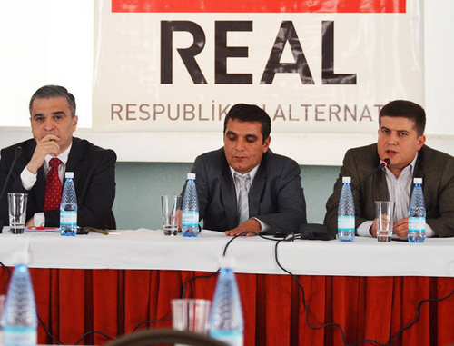 Members of the public movement "Republican Alternative" (ReAl). To the left - leader of the public movement Ilgar Mamedov, to the right – Executive Secretary of ReAL Natig Jafarli. Baku, 2013. Photo: http://www.facebook.com/natig.jafarli Members of the public movement "Republican Alternative" (ReAl). To the left - leader of the public movement Ilgar Mamedov, to the right – Executive Secretary of ReAL Natig Jafarli. Baku, 2013. Photo: http://www.facebook.com/natig.jafarli