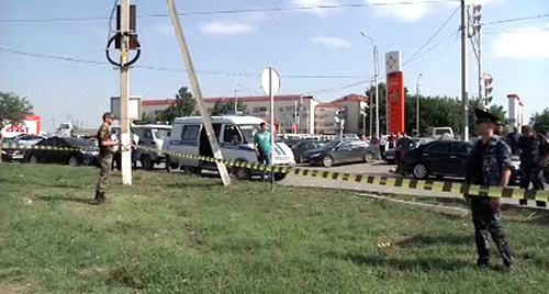 Law enforcers at the place of the killing of the accused of the murder of the policeman. Grozny, July 3, 2014. Screenshot of a video of the press service of the Ministry of Internal Affairs (MIA) of Chechnya Law enforcers at the place of the killing of the accused of the murder of the policeman. Grozny, July 3, 2014. Screenshot of a video of the press service of the Ministry of Internal Affairs (MIA) of Chechnya