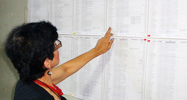 List of the voters at one of the polling stations in Chuguretsky voting precinct. Tbilisi, July 12, 2014. Photo by Inna Kukudzhanova for the "Caucasian Knot" List of the voters at one of the polling stations in Chuguretsky voting precinct. Tbilisi, July 12, 2014. Photo by Inna Kukudzhanova for the "Caucasian Knot"