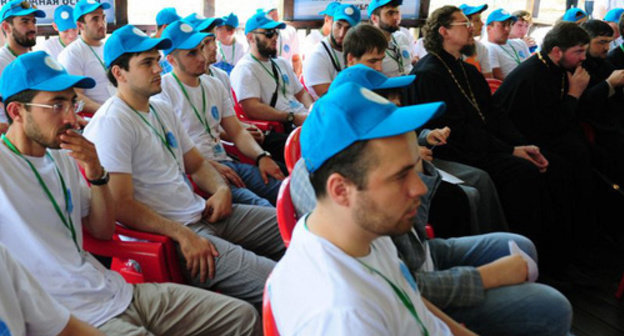 Participants of the 1st International Interreligious Youth Forum, Dagestan, Makhachkala, August 4, 2014. Photo: press-service of the head and government of the Republic of Dagestan. Participants of the 1st International Interreligious Youth Forum, Dagestan, Makhachkala, August 4, 2014. Photo: press-service of the head and government of the Republic of Dagestan.