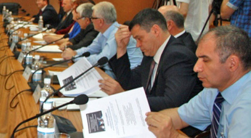 Participants of an international scientific and practical conference in Tskhinvali. South Ossetia, August 9, 2014. Photo by Mariya Kotaeva for the "Caucasian Knot" Participants of an international scientific and practical conference in Tskhinvali. South Ossetia, August 9, 2014. Photo by Mariya Kotaeva for the "Caucasian Knot"
