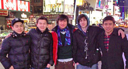 Azamat Tazhayakov (second to the left), Dias Kadyrbaev (third to the left), Johar Tsarnaev (second to the right). Photo from the personal page of Dias Kadyrbaev in the social network "Vkontakte". http://vk.com/dkadyrbaev Azamat Tazhayakov (second to the left), Dias Kadyrbaev (third to the left), Johar Tsarnaev (second to the right). Photo from the personal page of Dias Kadyrbaev in the social network "Vkontakte". http://vk.com/dkadyrbaev