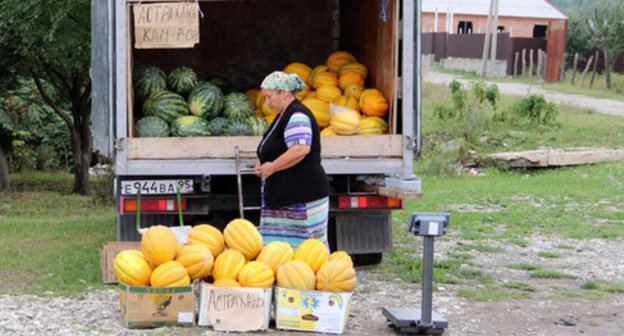 Selling melons and water-melons in the village of Lakha-Varandy. Chechnya, September 2014. Photo by Magomed Magomedov for the "Caucasian Knot" Selling melons and water-melons in the village of Lakha-Varandy. Chechnya, September 2014. Photo by Magomed Magomedov for the "Caucasian Knot"