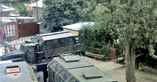 Law enforcers in the settlement of Vremenny of the Untsukul District of Dagestan. September 24, 2014. Photo courtesy of the residents of the settlement Law enforcers in the settlement of Vremenny of the Untsukul District of Dagestan. September 24, 2014. Photo courtesy of the residents of the settlement