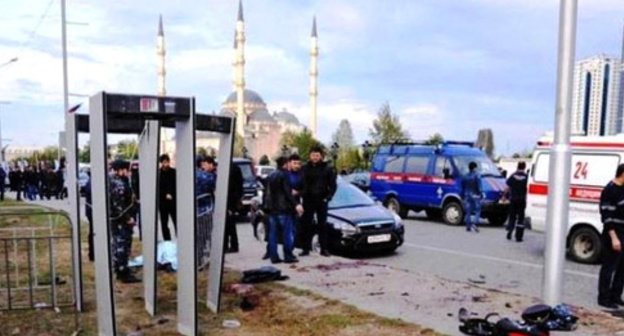 The site of the explosion in Grozny. October 5, 2014. Photo: http://nac.gov.ru The site of the explosion in Grozny. October 5, 2014. Photo: http://nac.gov.ru