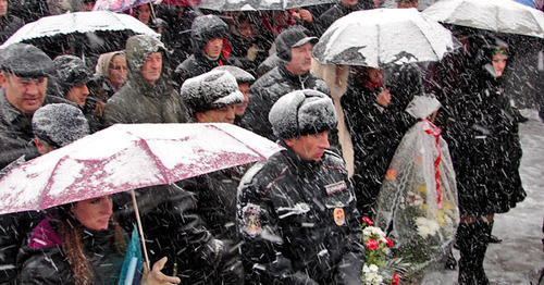 Participants of a mourning rally dedicated to the victims of deportation of Karachay people. Karachayevsk, November 2, 2014. Photo http://karachaevsk.info/ Participants of a mourning rally dedicated to the victims of deportation of Karachay people. Karachayevsk, November 2, 2014. Photo http://karachaevsk.info/