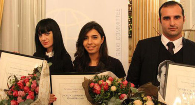 The Sakharov Prize awarded by the Norwegian Helsinki Committee to Azerbaijani political prisoners was handed over to laureates' relatives. Oslo, November 14, 2014. Photo: the Norwegian Helsinki Committee, http://www.nhc.no The Sakharov Prize awarded by the Norwegian Helsinki Committee to Azerbaijani political prisoners was handed over to laureates' relatives. Oslo, November 14, 2014. Photo: the Norwegian Helsinki Committee, http://www.nhc.no