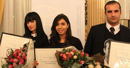 The Sakharov Prize awarded by the Norwegian Helsinki Committee to Azerbaijani political prisoners was handed over to laureates' relatives. Oslo, November 14, 2014. Photo: the Norwegian Helsinki Committee, http://www.nhc.no The Sakharov Prize awarded by the Norwegian Helsinki Committee to Azerbaijani political prisoners was handed over to laureates' relatives. Oslo, November 14, 2014. Photo: the Norwegian Helsinki Committee, http://www.nhc.no