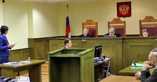 In the Russia's Supreme Court room during hearings on the case of the terror act at Moscow's Domodedovo Airport. Moscow, November 25, 2014. Photo by Magomed Tuayev for the ‘Caucasian Knot’. In the Russia's Supreme Court room during hearings on the case of the terror act at Moscow's Domodedovo Airport. Moscow, November 25, 2014. Photo by Magomed Tuayev for the ‘Caucasian Knot’.