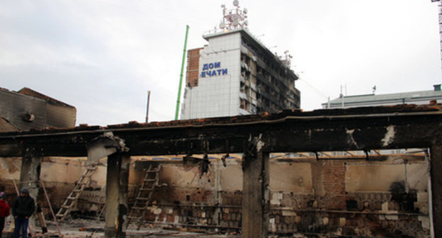 The House of Press after the militants' attack. Photo by Magomed Magomedov for the "Caucasian Knot" The House of Press after the militants' attack. Photo by Magomed Magomedov for the "Caucasian Knot"