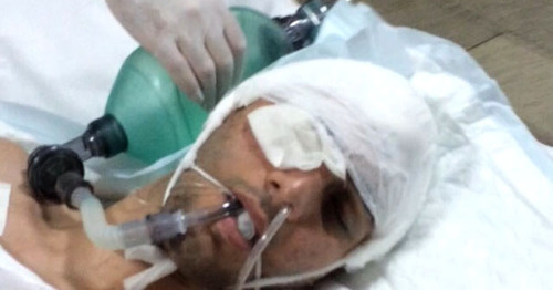 Magomed Aliev in the hospital. Photo by Amina Alieva. Magomed Aliev in the hospital. Photo by Amina Alieva.