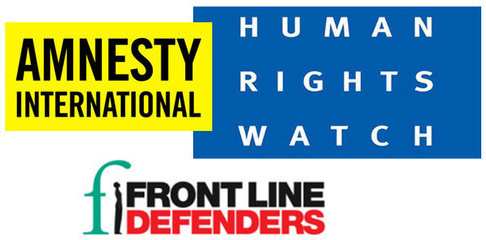 Logos of the international human rights organizations "Human Rights Watch" (HRW), "Amnesty International" (AI) and "Front Line Defenders" (FLD). Collage by the "Caucasian Knot" Logos of the international human rights organizations "Human Rights Watch" (HRW), "Amnesty International" (AI) and "Front Line Defenders" (FLD). Collage by the "Caucasian Knot"