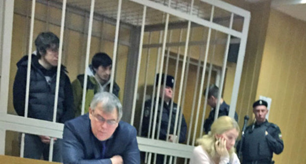Timirlan Tsatsaev and Aslan Kautarov in the court room. Moscow, December 24, 2014. Photo by Azamat Mintsaev. Timirlan Tsatsaev and Aslan Kautarov in the court room. Moscow, December 24, 2014. Photo by Azamat Mintsaev.