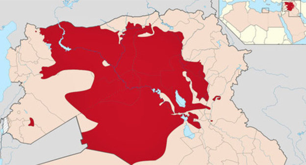 Territory controlled by the terrorists of the "Islamic State" (red coloured). Photo https://ru.wikipedia.org Territory controlled by the terrorists of the "Islamic State" (red coloured). Photo https://ru.wikipedia.org