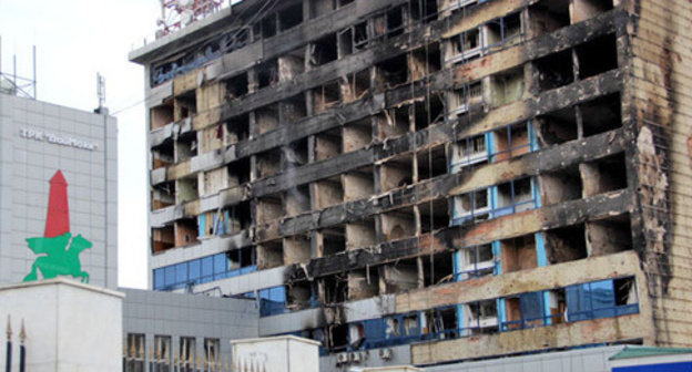 House of Press after the militants’ attack. Grozny, December 5, 2014. Photo by Magomed Magomedov for the ‘Caucasian Knot’ House of Press after the militants’ attack. Grozny, December 5, 2014. Photo by Magomed Magomedov for the ‘Caucasian Knot’