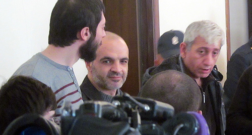 Defendants in the case of the "Million Mask March" at the court hearing. Yerevan, February 2, 2015. Photo by Armine Martirosyan for the ‘Caucasian Knot’. Defendants in the case of the "Million Mask March" at the court hearing. Yerevan, February 2, 2015. Photo by Armine Martirosyan for the ‘Caucasian Knot’.